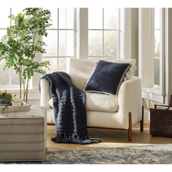 Threshold Studio McGee 60x50" Raised Stripe Chunky Knit Throw Blanket - Black - Picture 2 of 7